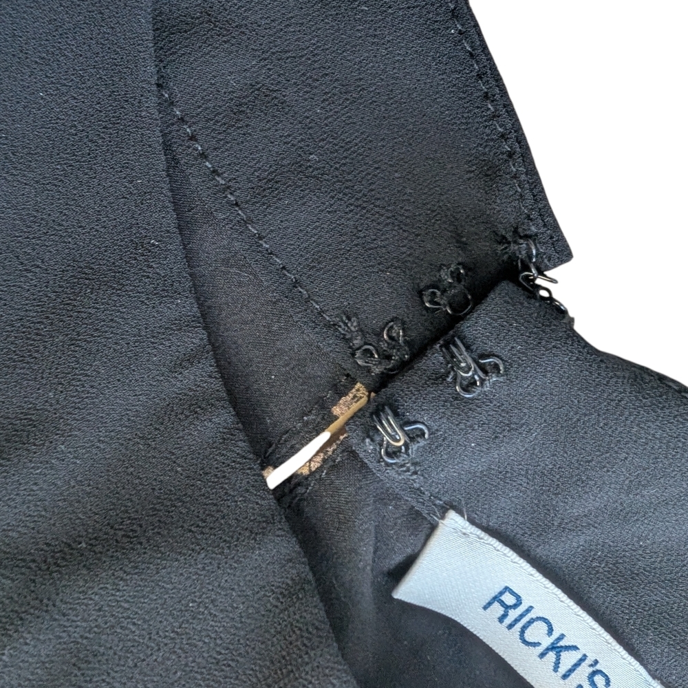 Ricki’s Black Gold Baroque Midi Dress XL Flowy Sleeveless Dark Quiet Luxury - Picture 9 of 11